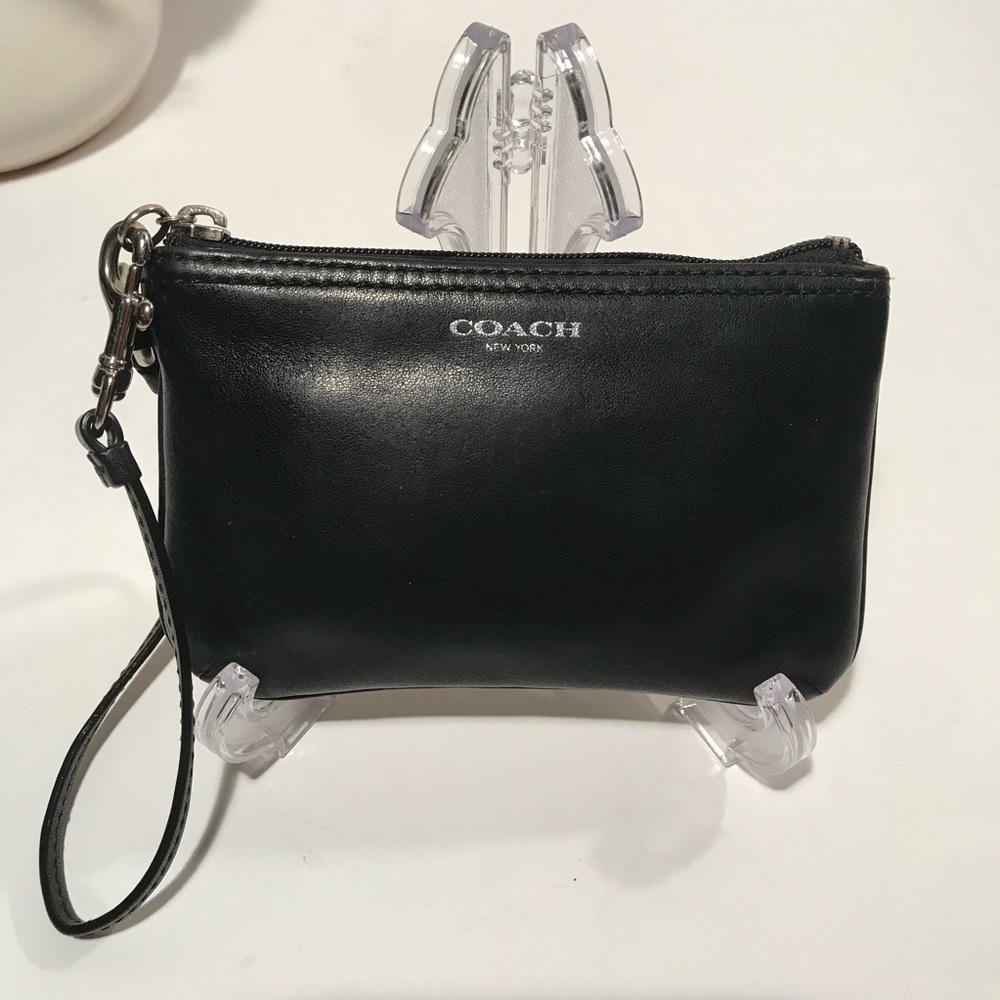 Coach Black Smooth Leather Wristlet